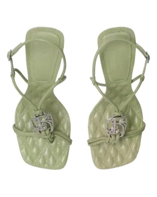 Burberry Metallic Ronda 105 Leather Sandals, Brand Size 35 Us