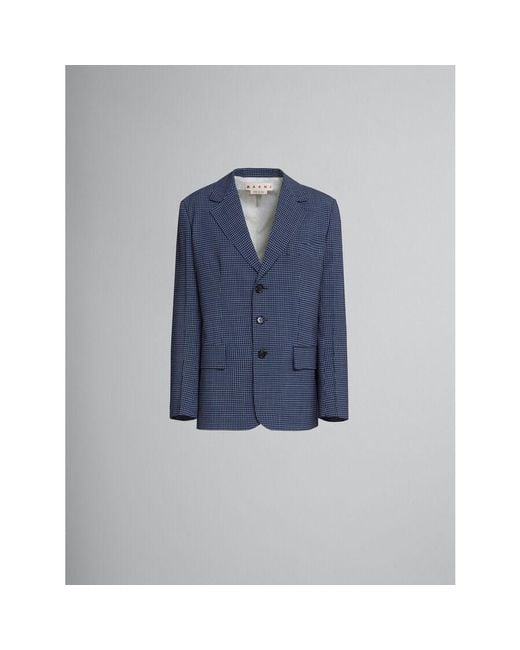 Marni Blue Light Checkered Blazer