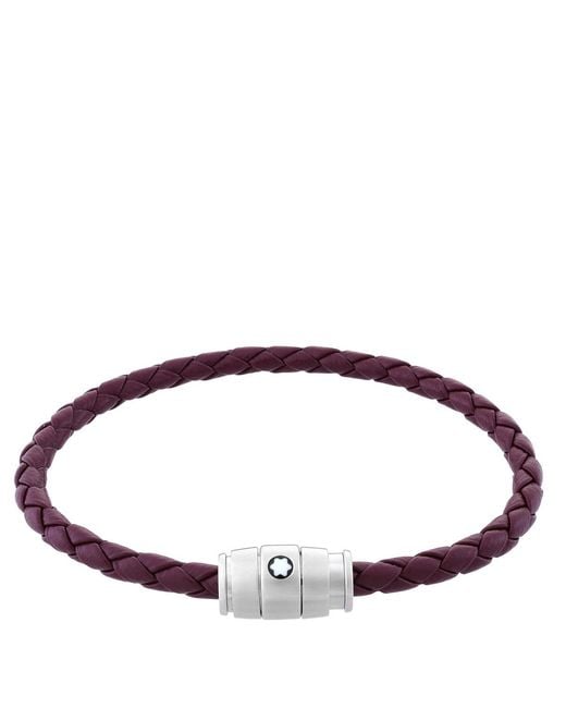 Montblanc Brown Meisterstuck Woven Leather Bracelet for men