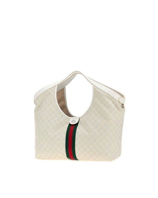 Gucci White Gg Fabric Large Giglio Shopping Bag Sandycreagrwhvrv Borse A Mano for men