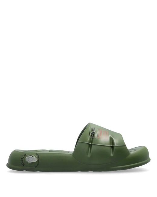 KENZO Green Logo Embossed Splash Mules, Brand Size 42 Us for men