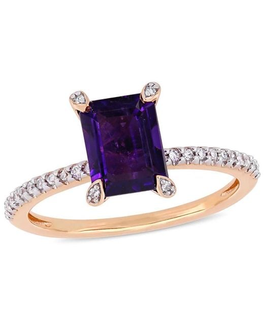 Amour Blue 1 1/2 Ct Tgw African Amethyst And 1/10 Ct Tw Diamond Ring