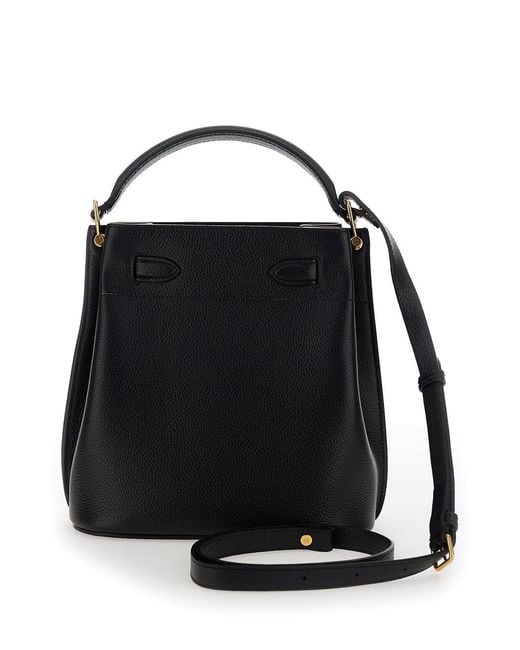 Mulberry Black 'Small Islington' Bucket Bag With Twist Lock Closure