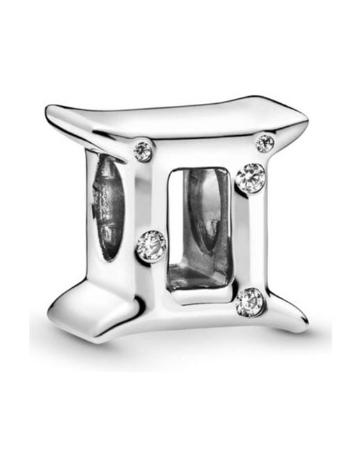Pandora White Ladies Sparkling Gemini Zodiac Sign Charm