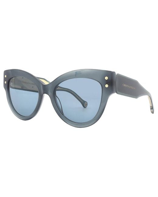 Carolina Herrera Blue Cat Eye Sunglasses Ch 0009/s 0zi9/ku 54