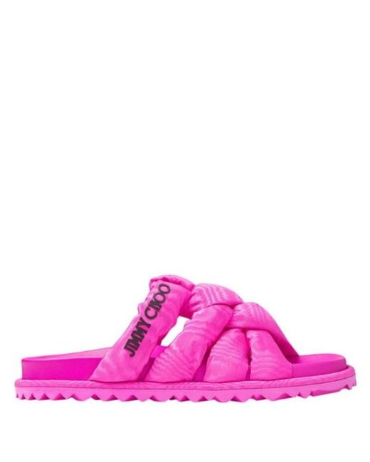 Jimmy Choo Pink Kes Moire Fabric Flat Sandals, Brand Size 34.5 Us
