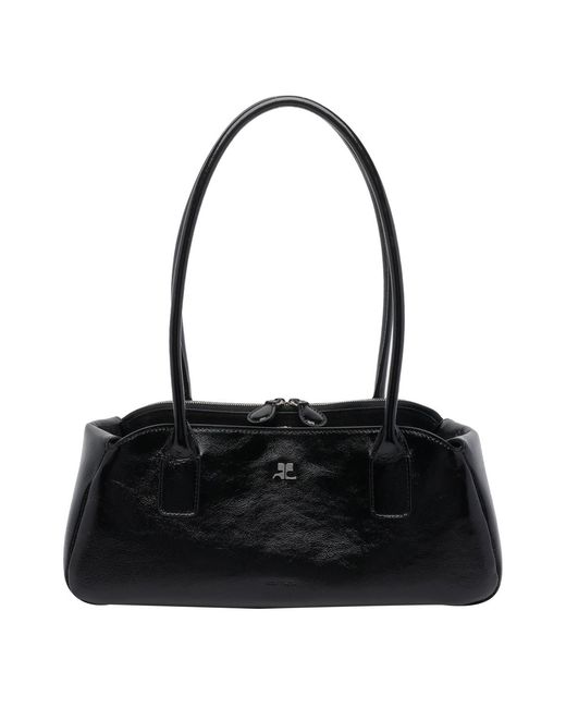 Courreges Black Courrges Strip Naplack Shoulder Bag