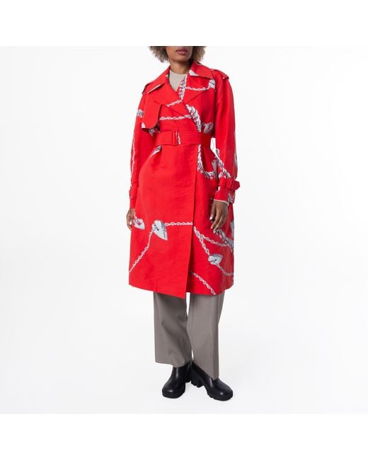 Burberry Red Shield Hardware Taffeta Trench Coat, Brand Us