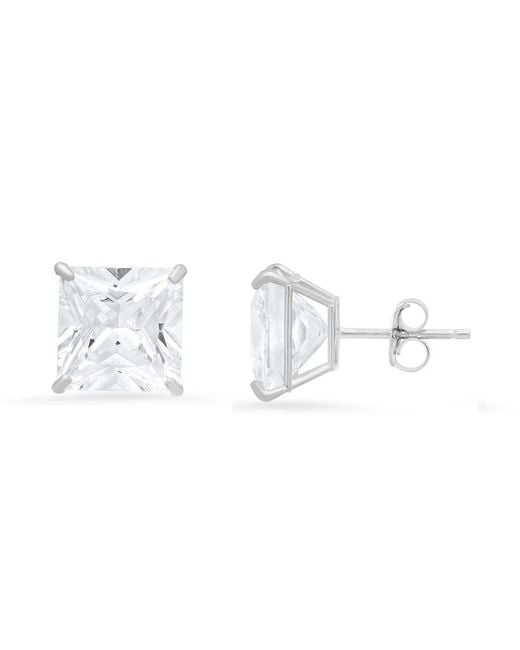 Kylie Harper Metallic 10K 8Mm Princess-Cut Cubic Zirconia Cz Stud Earrings