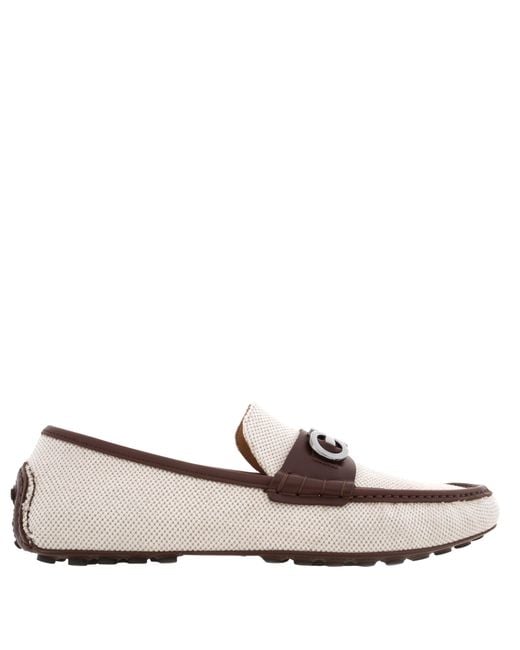 Ferragamo Brown Grazioso Gancini Ornament Canvas Drivers for men