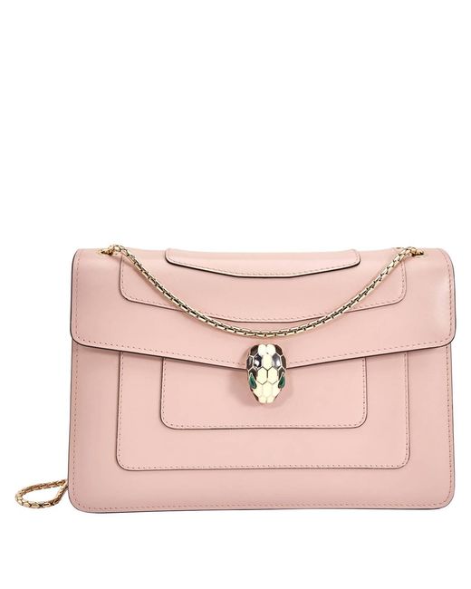 BVLGARI Pink Serpenti Forever Shoulder Bag- Crystal Rose