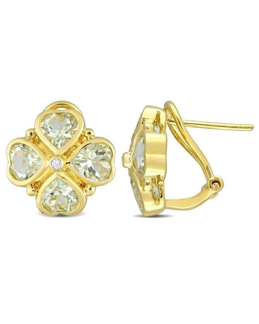 Amour Metallic 3 1/4 Ct Tgw Quartz Floral Clipback Earrings
