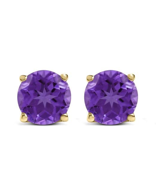 Haus of Brilliance Purple 14K 5X5Mm Round Amethyst Solitaire Stud Earrings