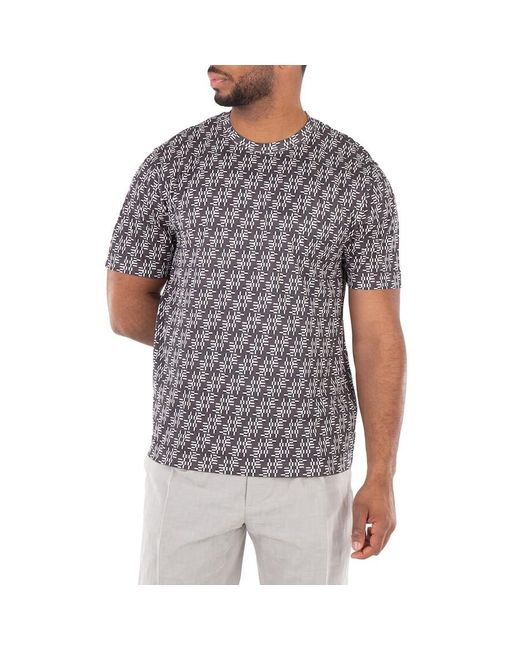 Fendi Gray Ff Labyrinth Print Crew Neck T-Shirt for men