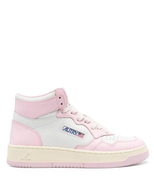 Autry Pink Ladies Medalist Panelled Leather Sneakers, Brand Size 36 Us