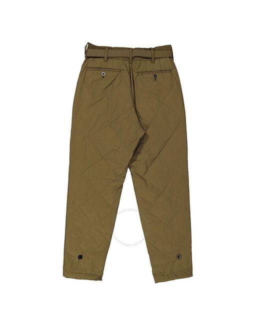 Sacai Green Khaki Quilted Pants for men