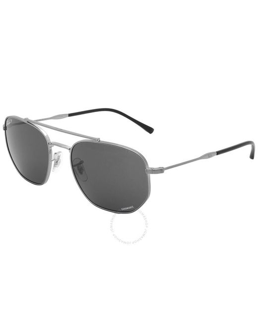 Ray-Ban Gray Grey Chromance Irregular Sunglasses