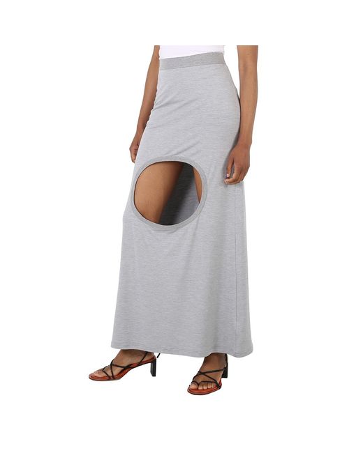 Burberry Gray Ladies Melange Stretch Silk Jersey Step-Through Skirt, Brand Size 4 (Us