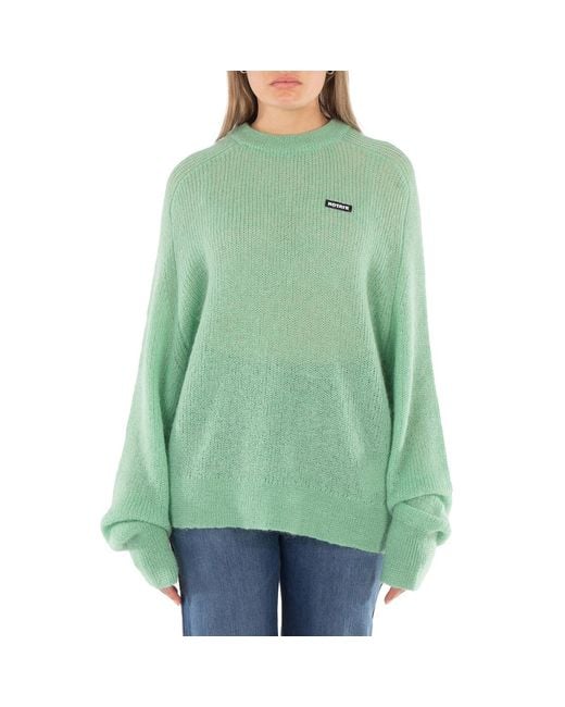 ROTATE BIRGER CHRISTENSEN Green Ladies Grayed Jade Light Knit Logo Sweater