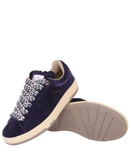 Lanvin Blue Curb Lite Suede Low-Top Sneakers