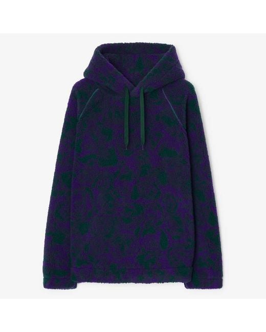 Burberry Blue Floral Print Drawcord Hoodie for men