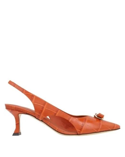 Ferragamo Red Zarula Mini Bow Slingback Pumps