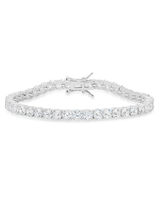 Kylie Harper Metallic Sterling Round-Cut Cubic Zirconia Cz Tennis Bracelet