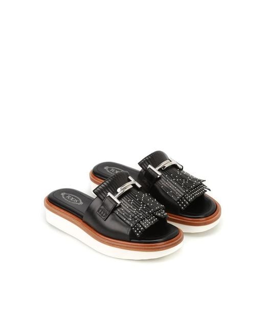 Tod's Black Tod's 23A Double T Sandals