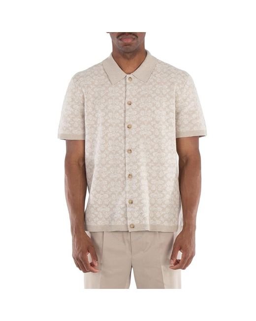 COACH Natural Signature Button-Down Polo Shirt for men