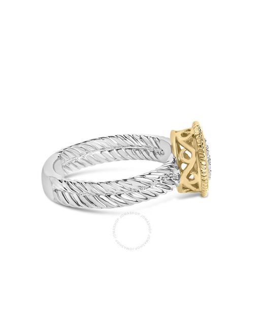 Haus of Brilliance White 1k Yellow Gold Plated .925 Sterling Silver Diamond Heart Ring With Satin Finish