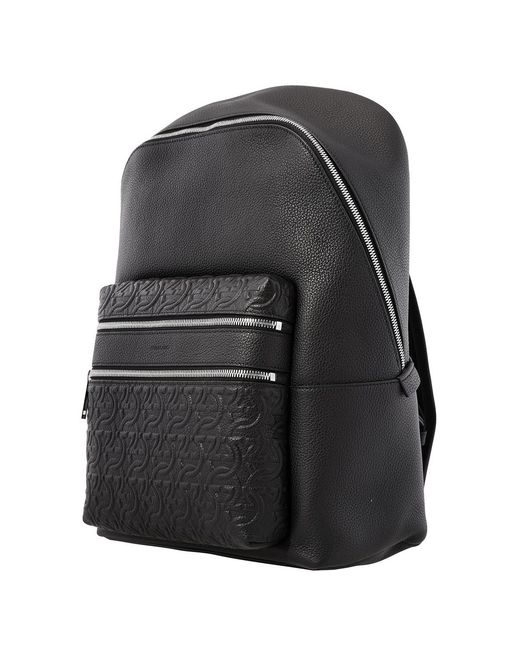 Ferragamo Gray Embossed Backpack