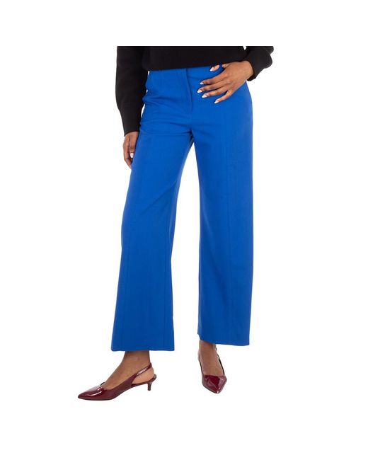 Burberry Blue Laurel Wide-Leg Wool Trousers, Brand Size 4 Us