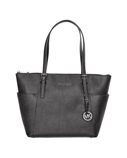 Michael Kors Jet Set Saffiano Leather Ziptop Tote in Black Lyst