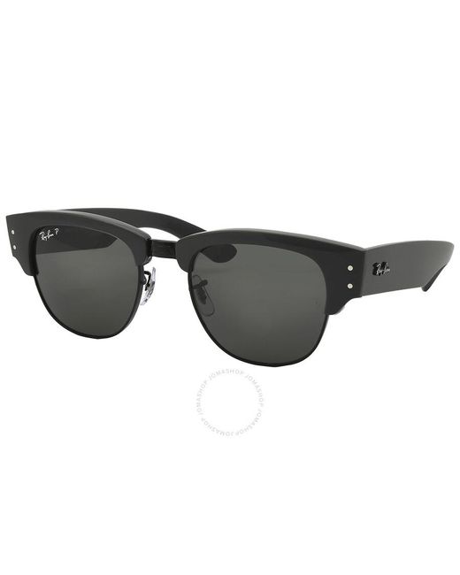 Ray-Ban Gray Mega Clubmaster Polarized Black Square Sunglasses Rb0316s 136748 53
