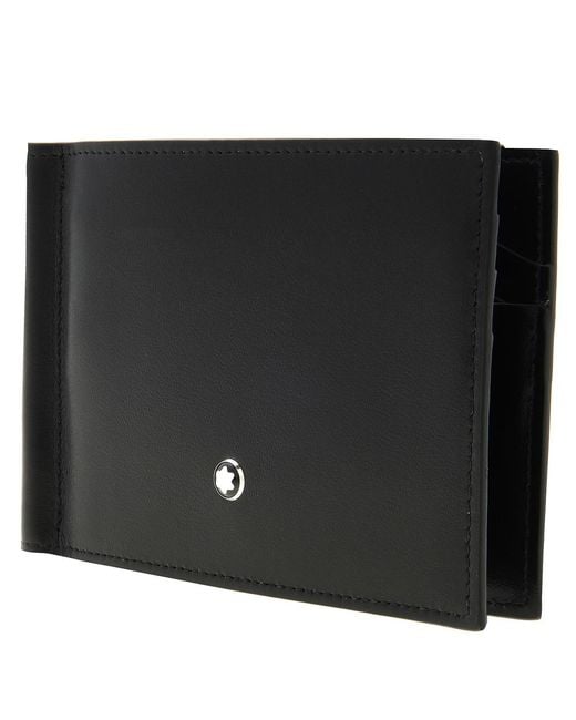 Montblanc Black Meisterstuck Leather Wallet With Money Clip for men