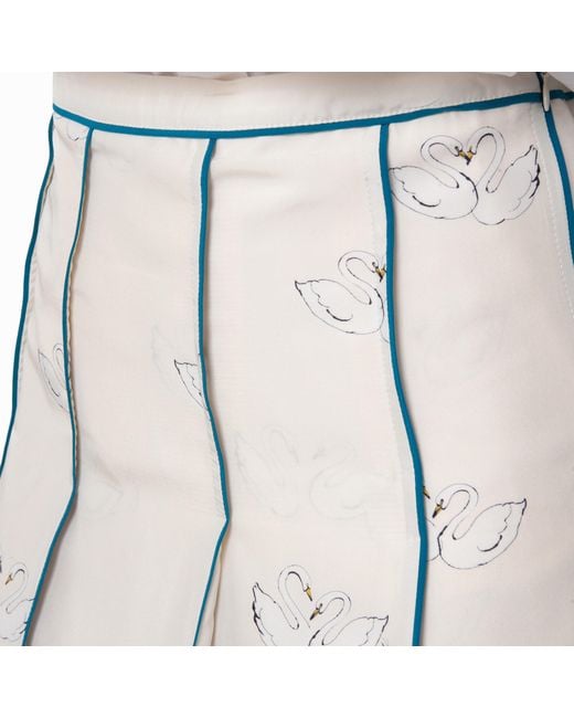Burberry Natural Silk Swan Pleated Skirt, Brand Size 12 Us