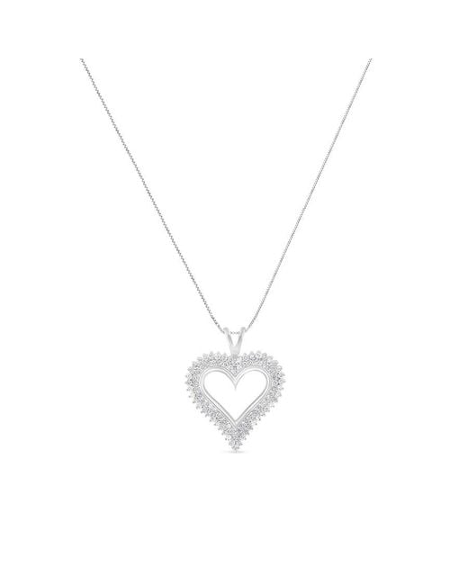 Haus of Brilliance Metallic .925 Sterling Silver 1 Cttw Diamond Heart 18'' Pendant Necklace