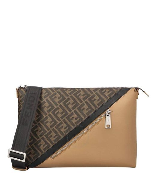 Fendi Brown Diagonal Ff Messenger Bag for men
