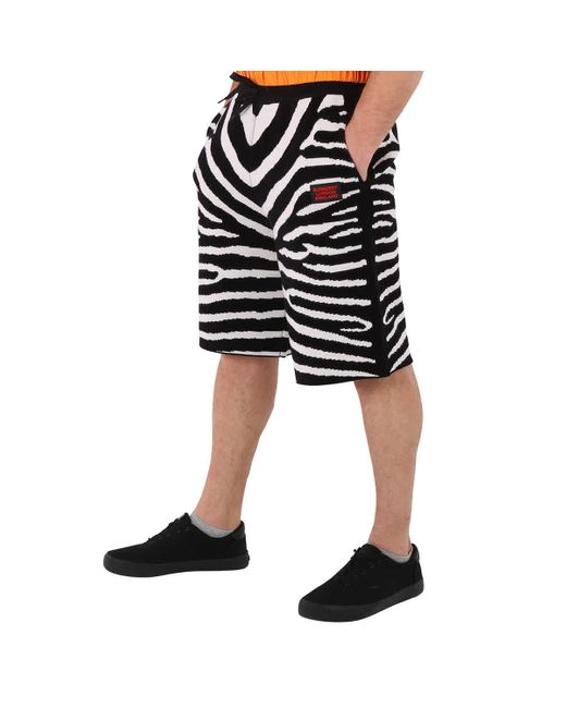 Burberry Black Janson Zebra Print Wool Blend Knit Shorts for men