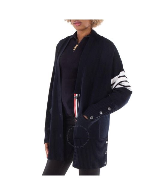 Thom Browne Black Exaggerated Fit Fine Merino Wool Cardigan, Brand Size 38 (Us