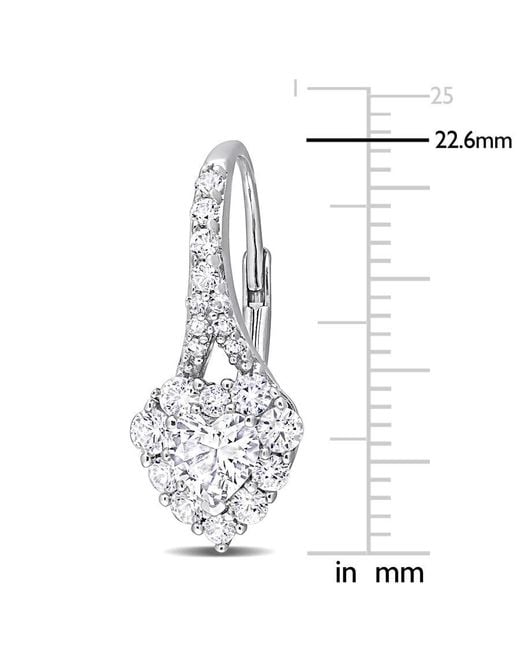 Amour Metallic 2 2/5 Ct Tgw Created Sapphire Halo Heart Leverback Earrings
