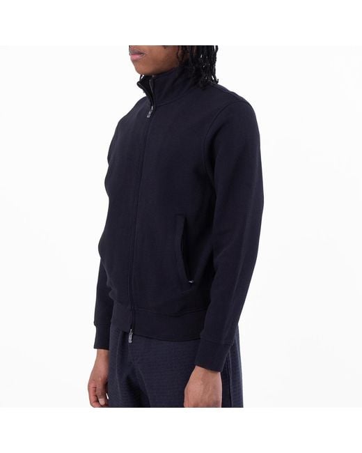 Emporio Armani Blue Waffle Jersey Full-Zip Sweatshirt for men