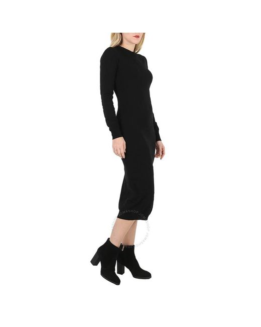 Moschino Black Fitted Knitted Midi Dress