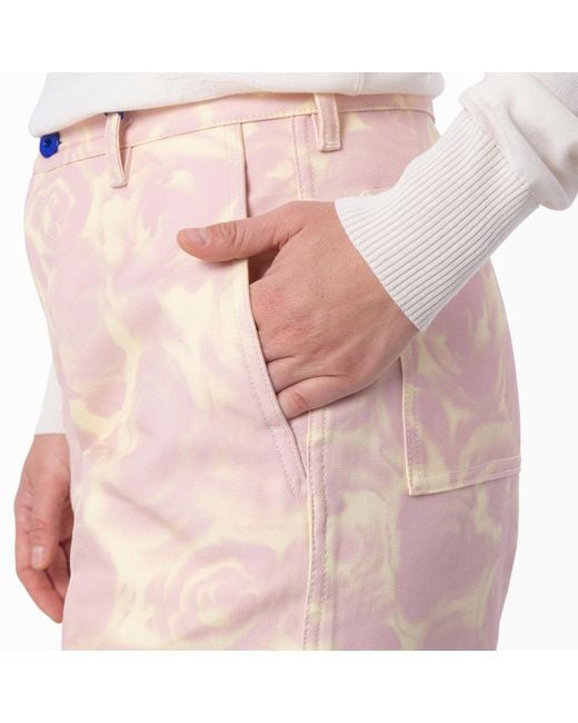 Burberry Pink Rose-Print High Waist Cotton Pants, Brand Size 4 Us