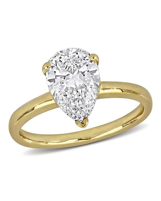 Created Forever Metallic 2Ct Tw Pear-Shaped Lab Grown Diamond Solitaire Engagement Ring