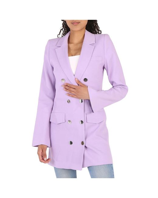Filles A Papa Purple Wool Double Breasted Long Coat