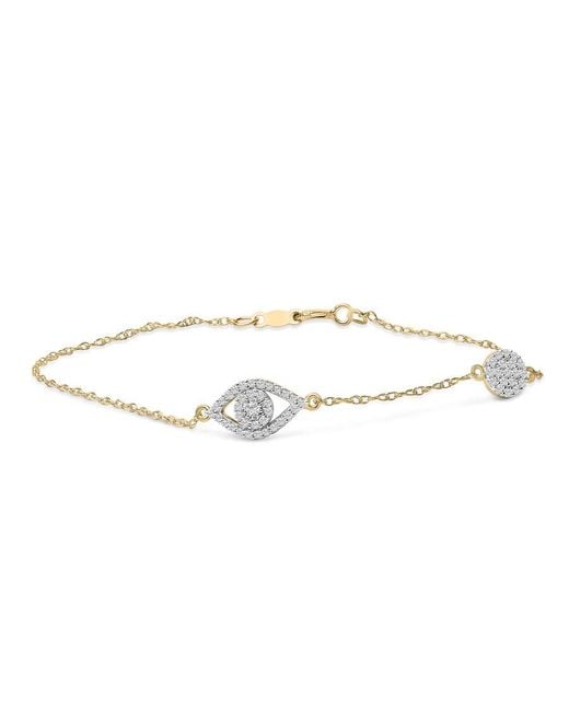 Haus of Brilliance Metallic 14K Plated 1/3 Cttw Diamond Evil Eye Station Bracelet