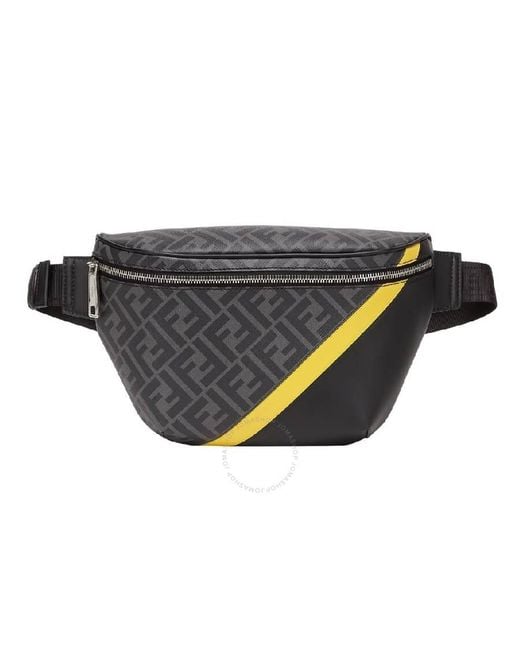Fendi Black Ff Fabric Diagonal Belt Bag for men