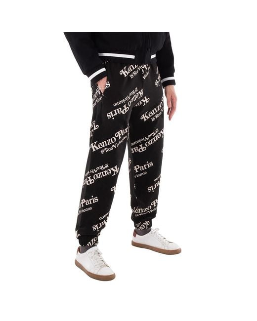 KENZO Black Verdy Logo Print Joggers for men