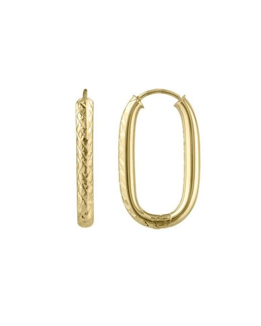 Tresorra Metallic 14K Endless Engraved Paperclip Hoop Earrings